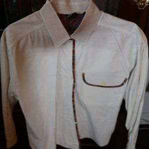 Vintage White Blouse by Prestwyck size 8 with paisley trim